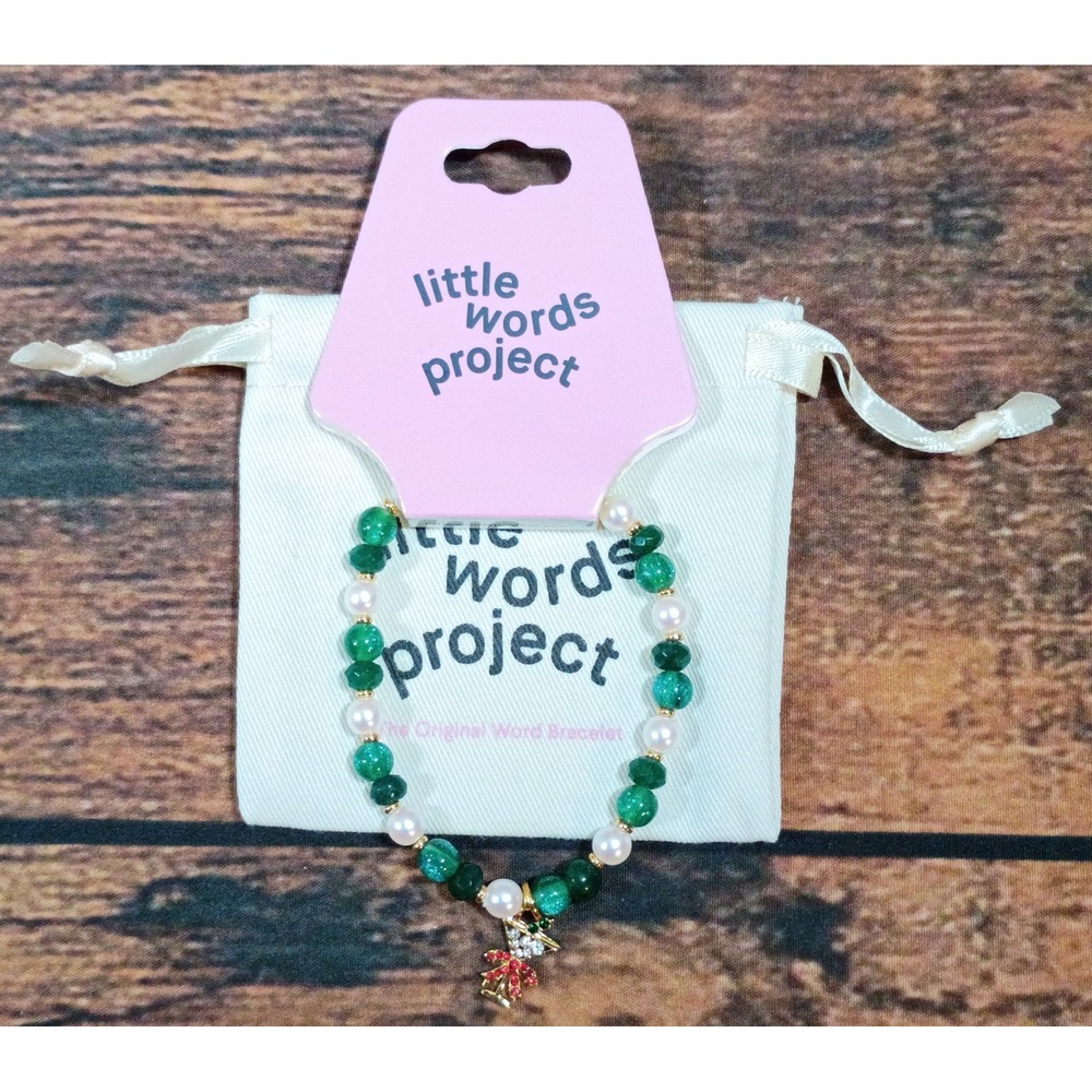 The Little Words Project Green Bracelet With Wine Glass Charm